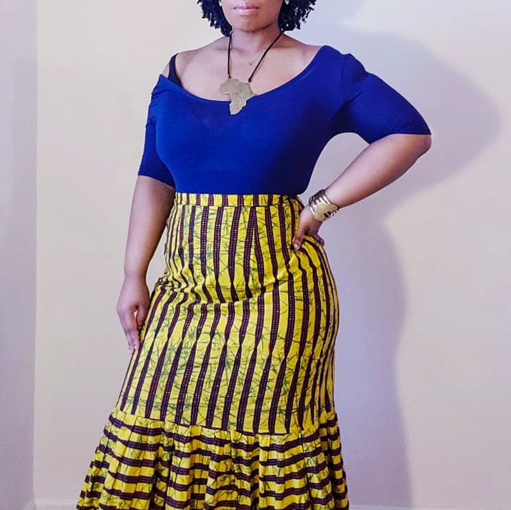 Hand made kente cloth high waisted skirt medium